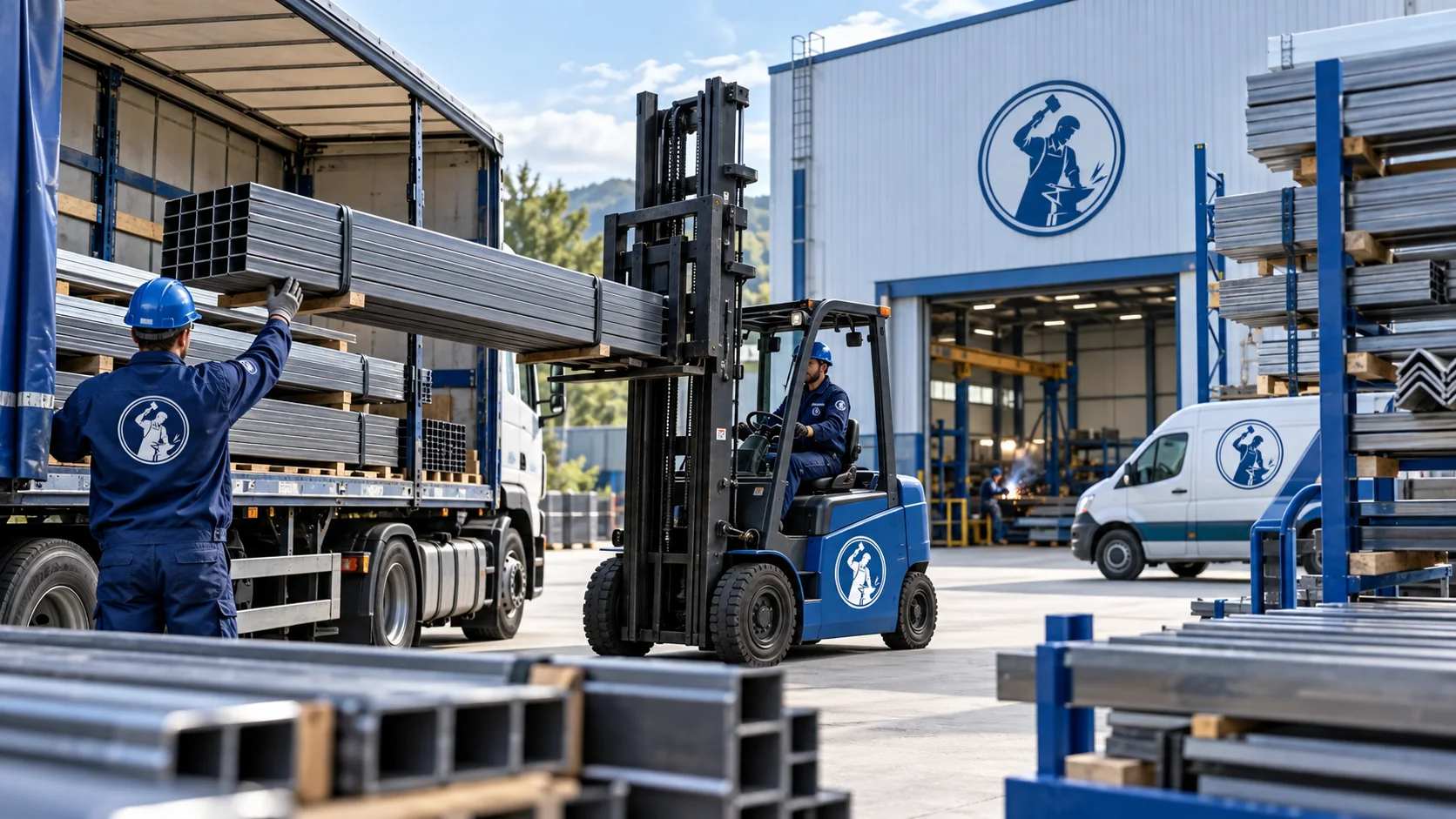 Movimentazione e logistica di materiali in acciaio per una commessa di carpenteria UniFaber